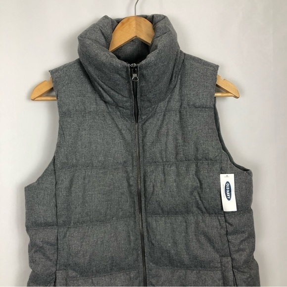 Old Navy Puffer Vest Flannel Lined Gray Size Medium - Picture 9 of 12